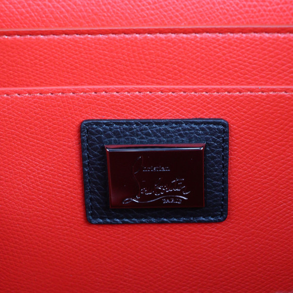 Christian Louboutin Kabiker Tote Bag Grain Calf Leather Black Red Silver - Picture 8 of 8